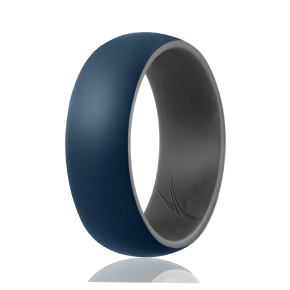 Silicone Wedding Ring - Duo Collection Dome Style - Grey-Blue by ROQ - Picture 1 of 3